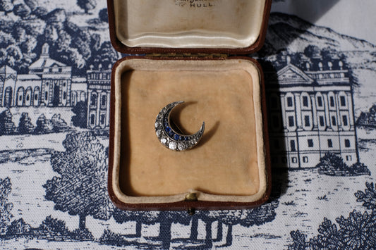 Antique Victorian Paste Crescent Moon Brooch