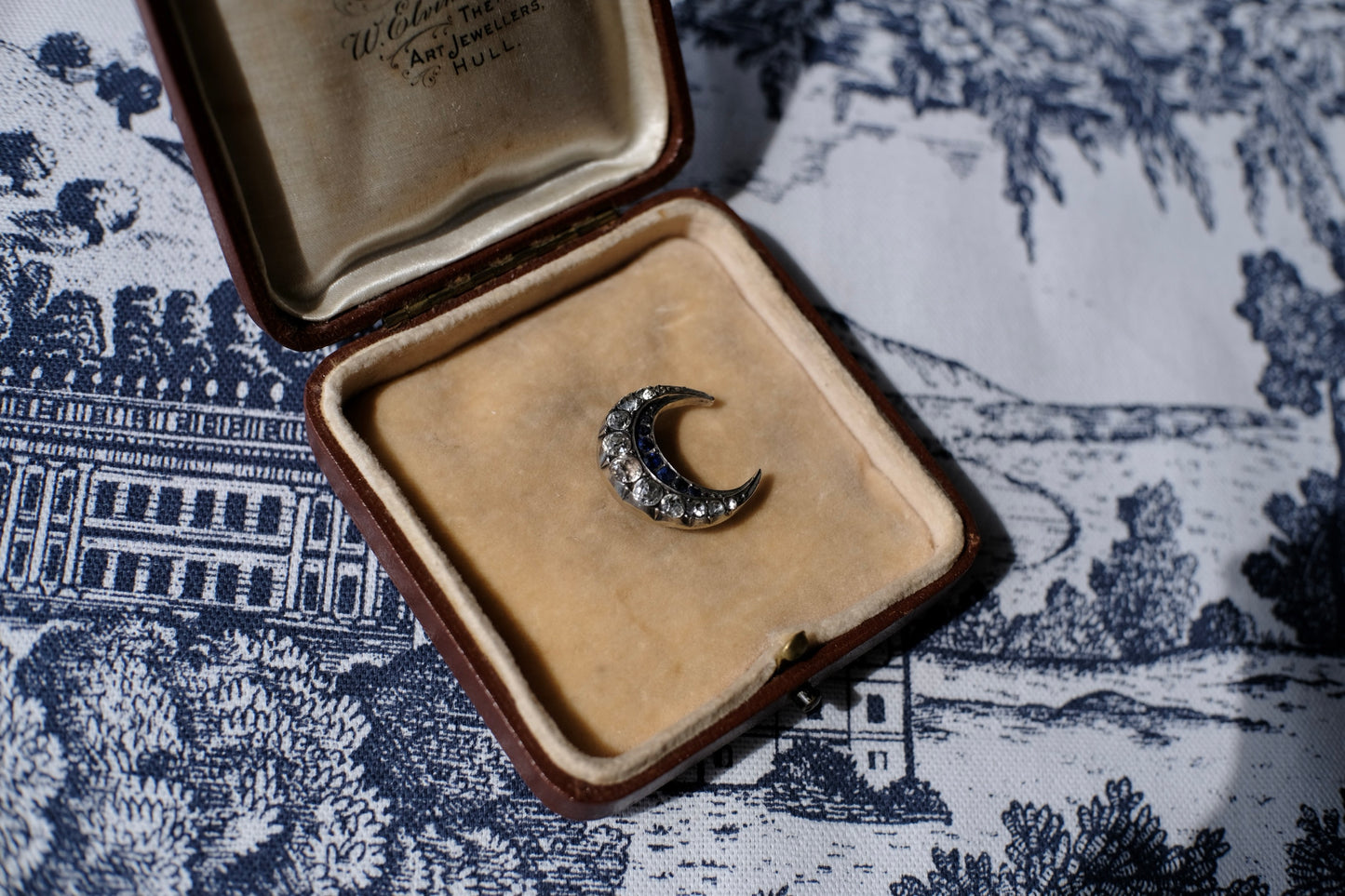 Antique Victorian Paste Crescent Moon Brooch