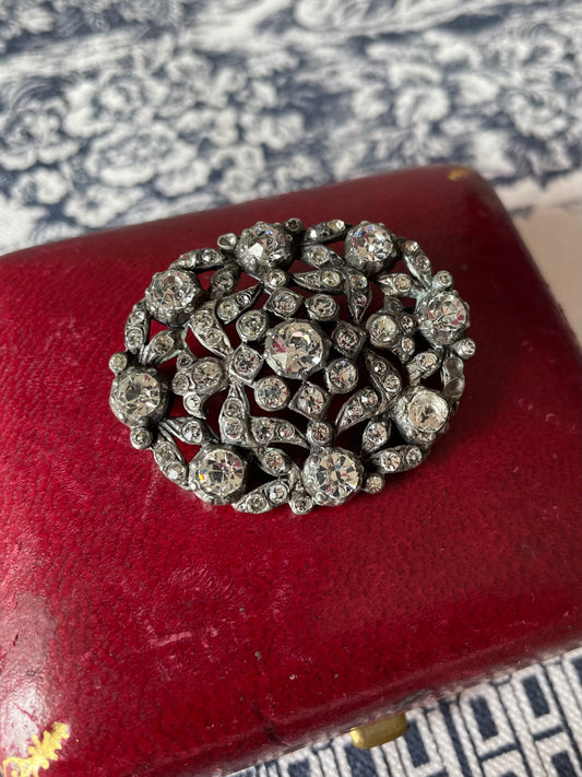 Antique Cluster Paste Floral Brooch