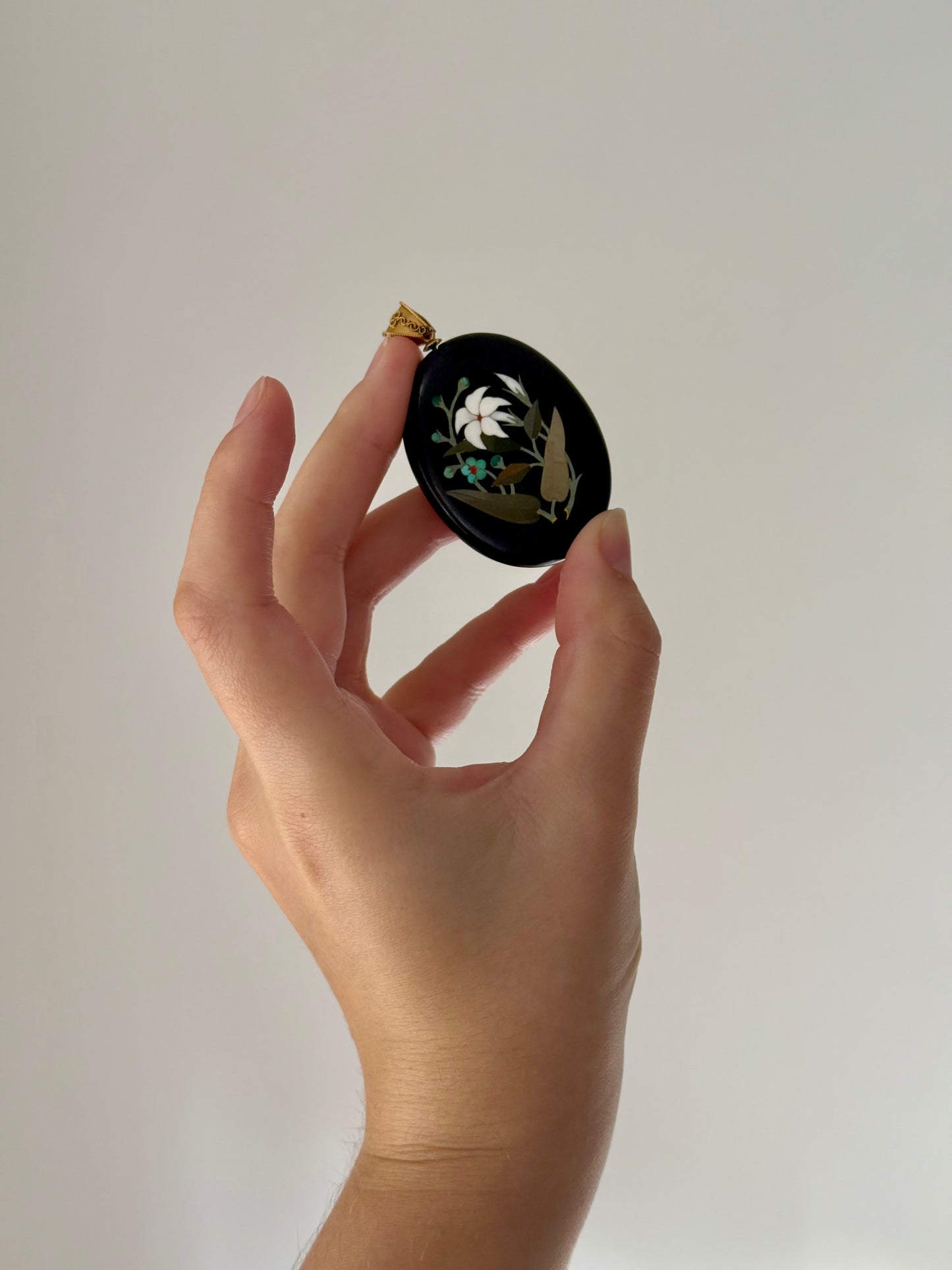 Antique Victorian Pietra Dura Pendant