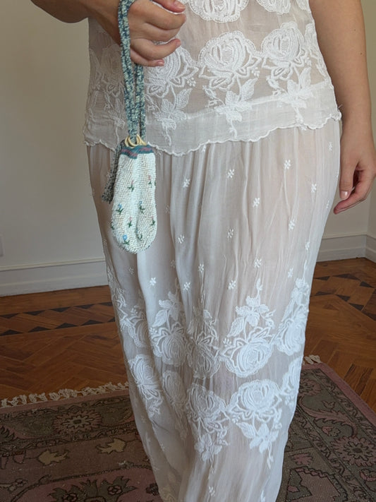 Antique Hand-Sewn Glass Beaded Purse