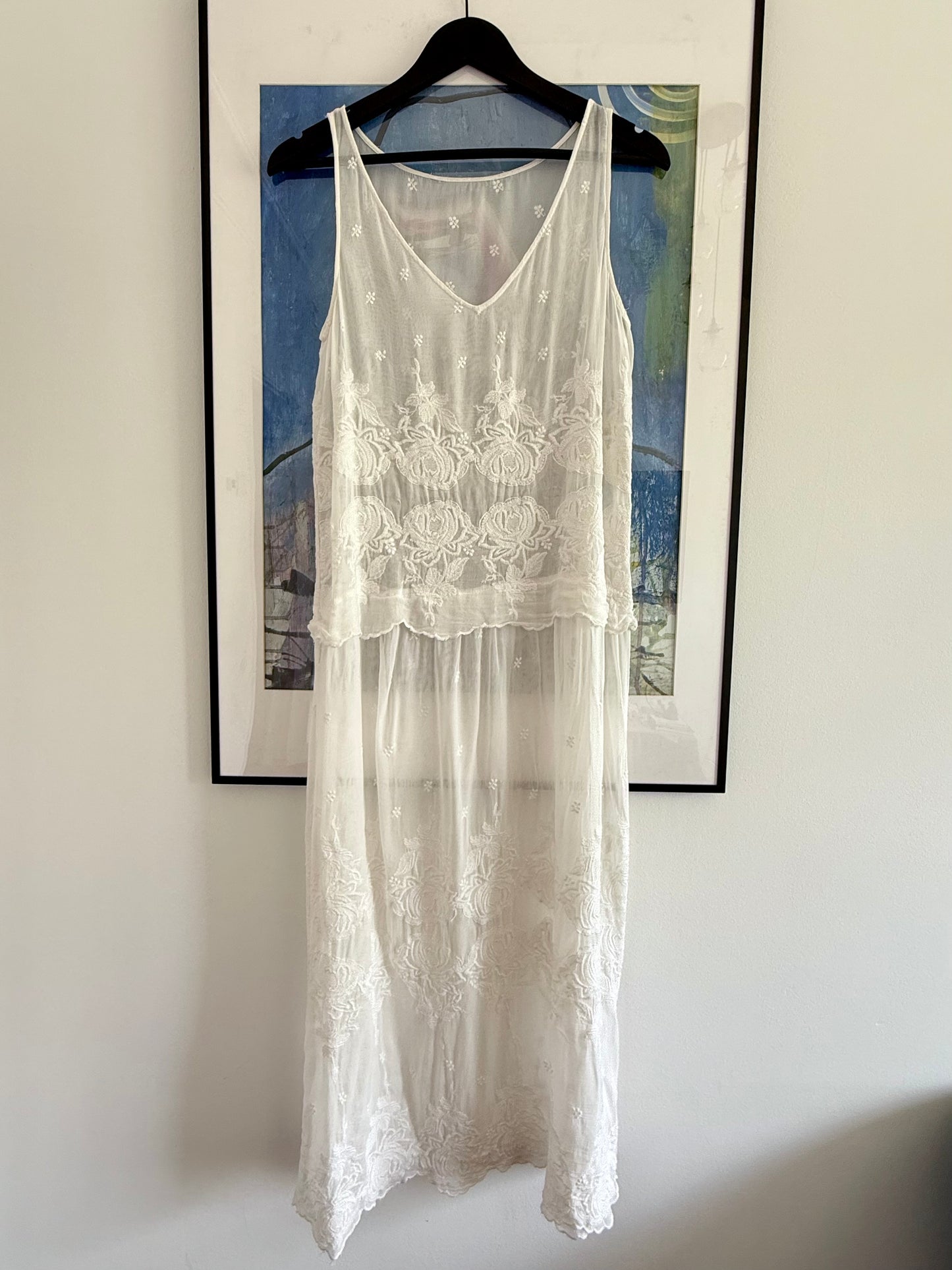 Sheer Embroidered White/Ivory Lace Dress