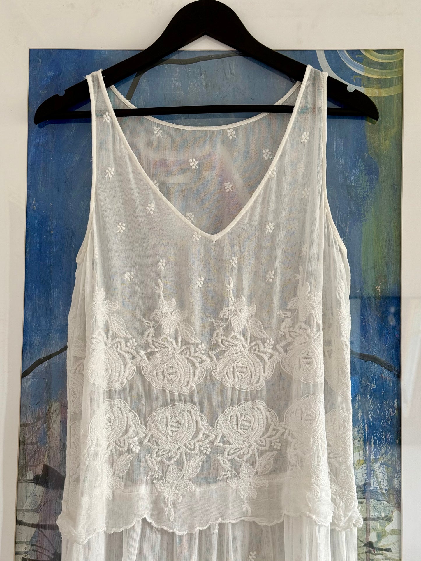 Sheer Embroidered White/Ivory Lace Dress