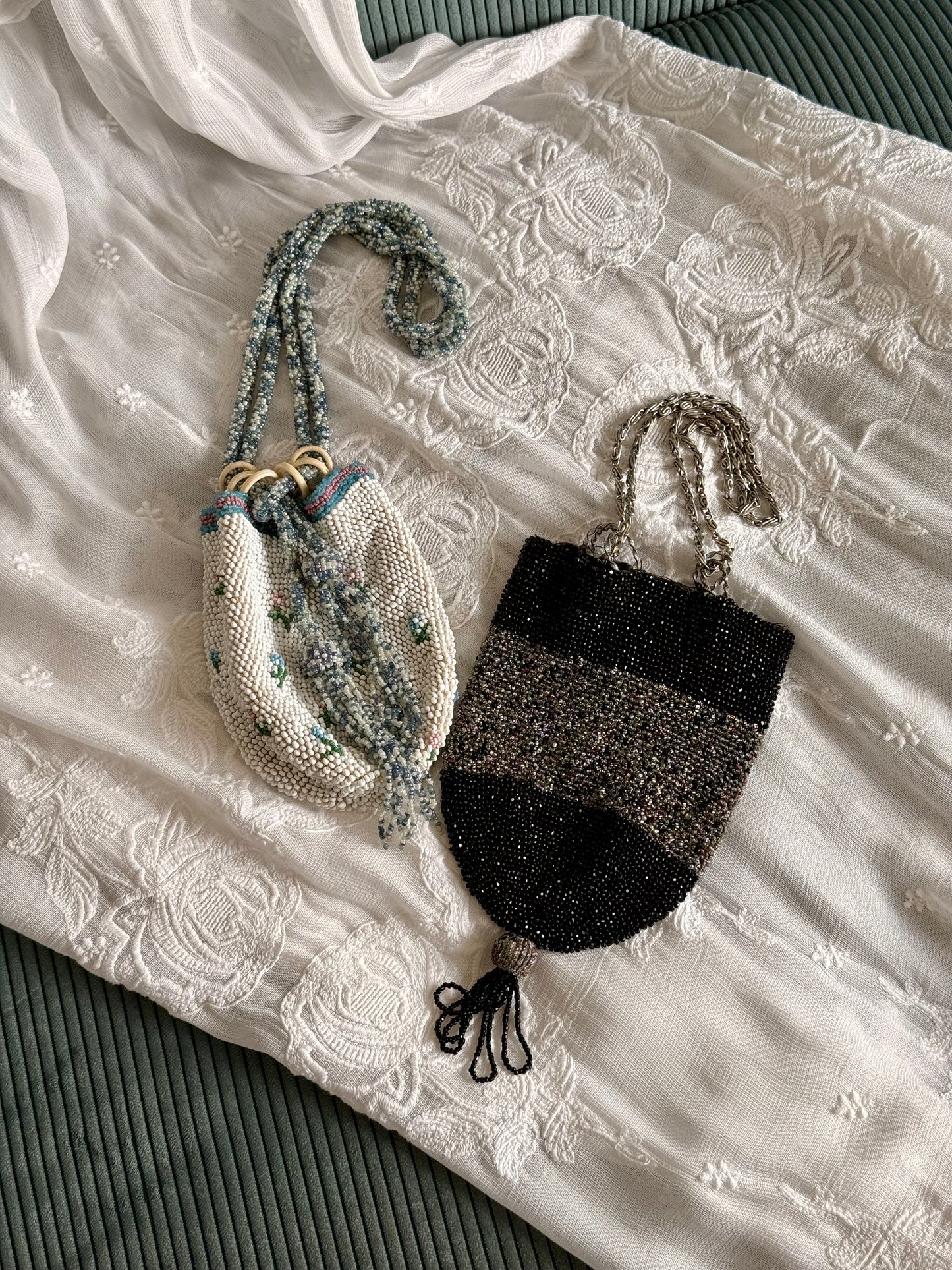 Antique Hand-Sewn Glass Beaded Purse