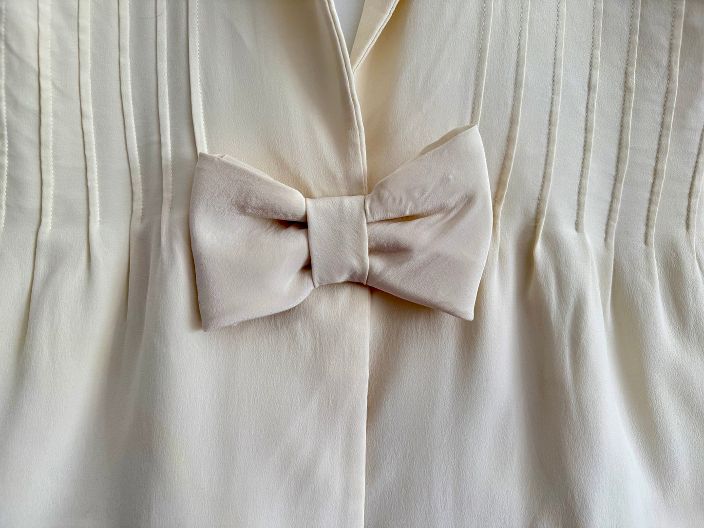 Vintage Cream Silk Cropped Bow Jacket