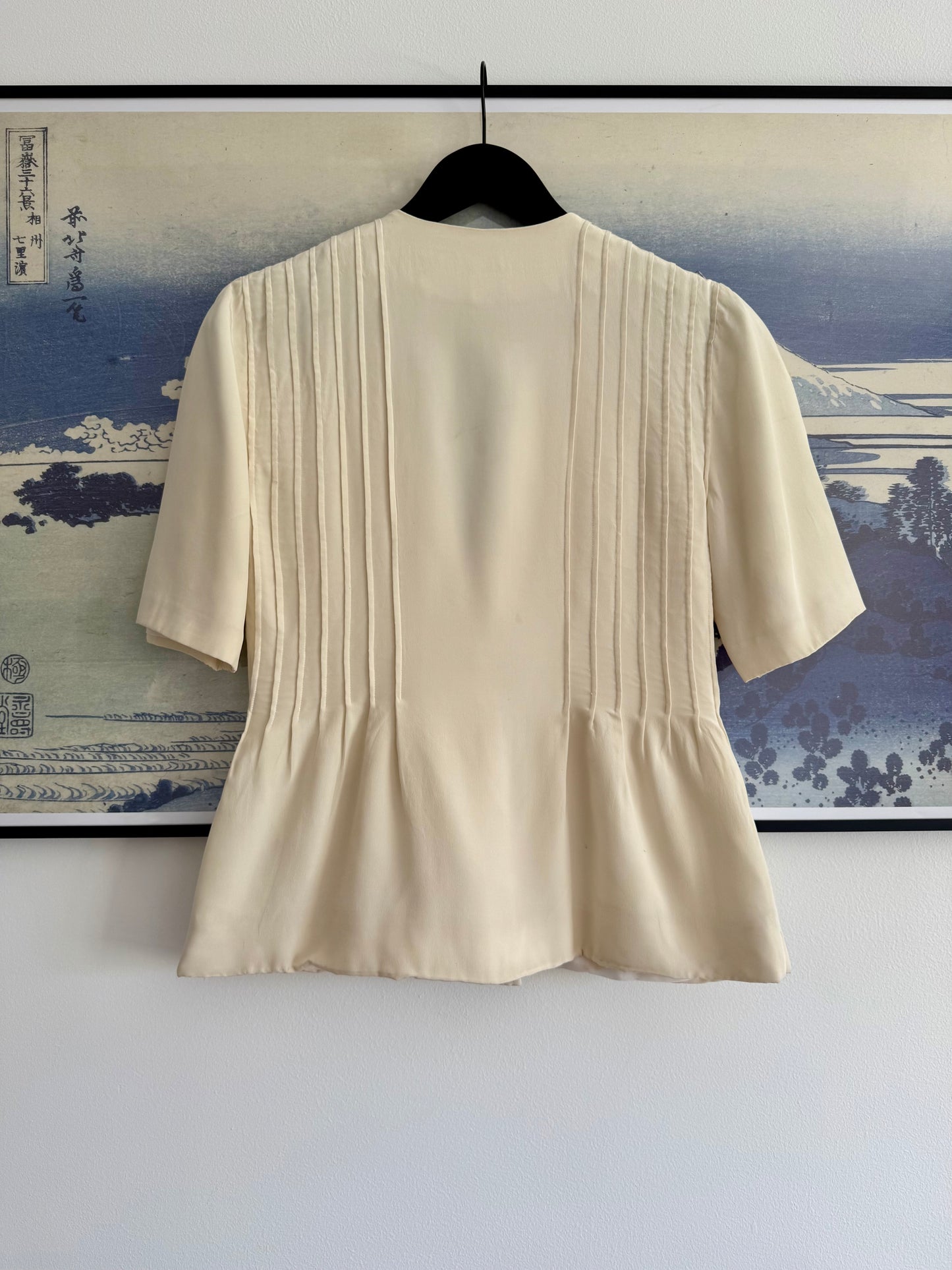 Vintage Cream Silk Cropped Bow Jacket
