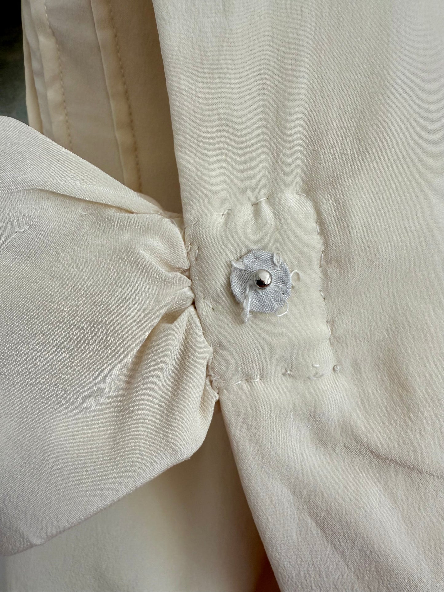 Vintage Cream Silk Cropped Bow Jacket