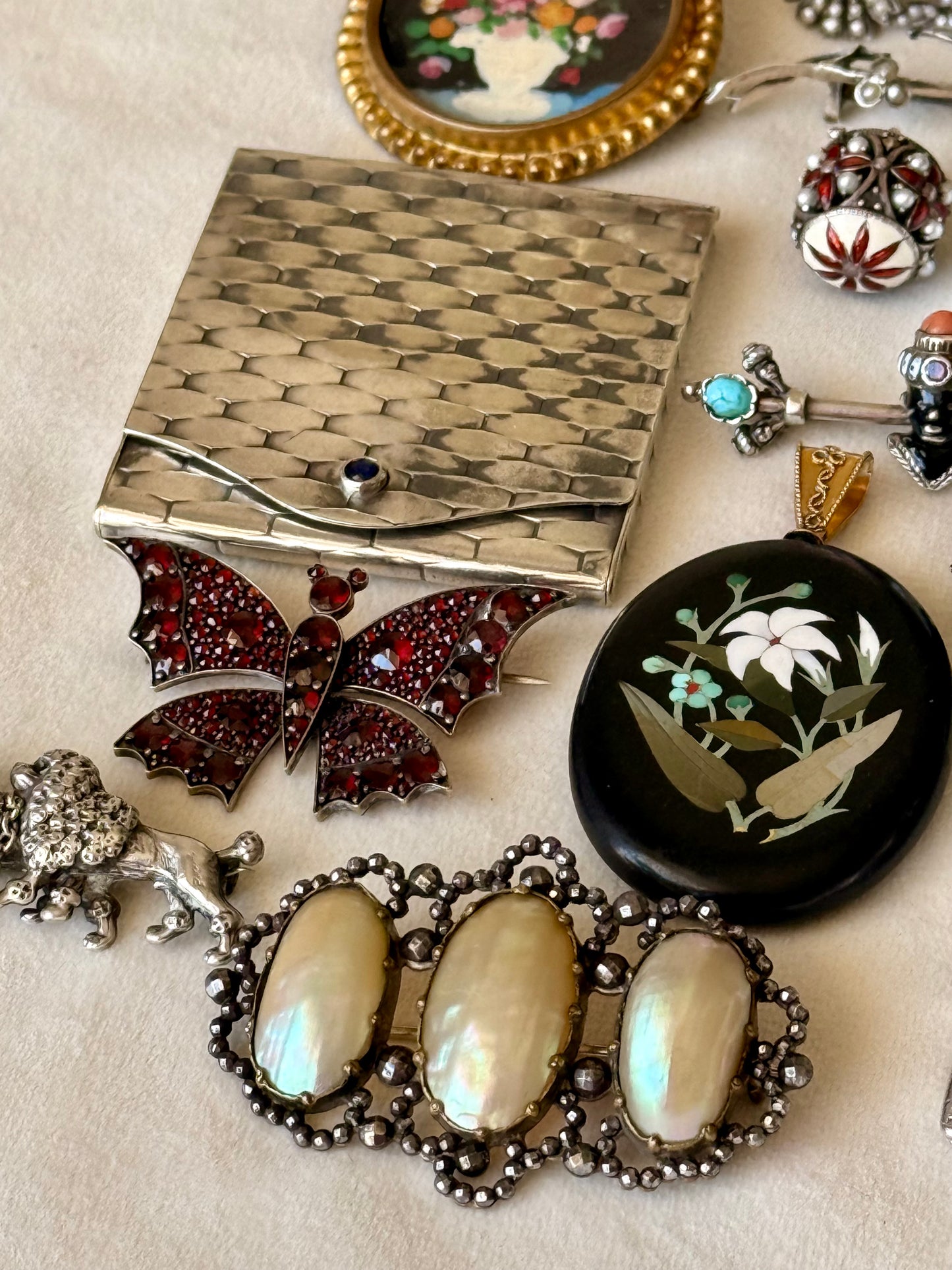 Antique Coque de Perle & Cut Steel Brooch