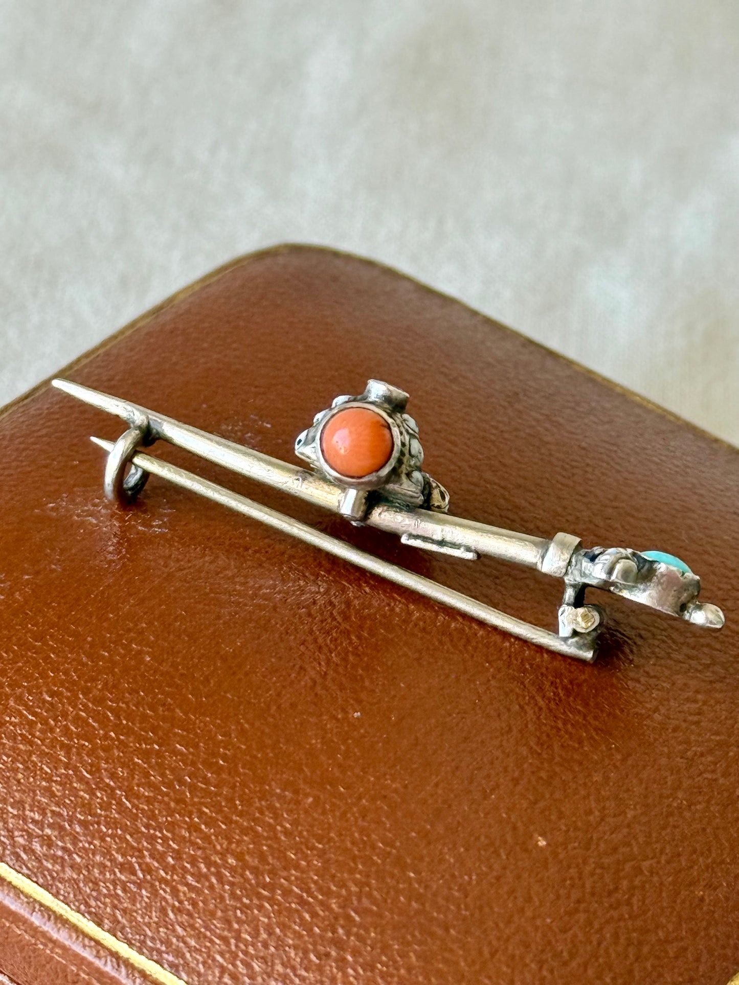 Antique Blackamoor Gemstones and Enamel Silver Brooch