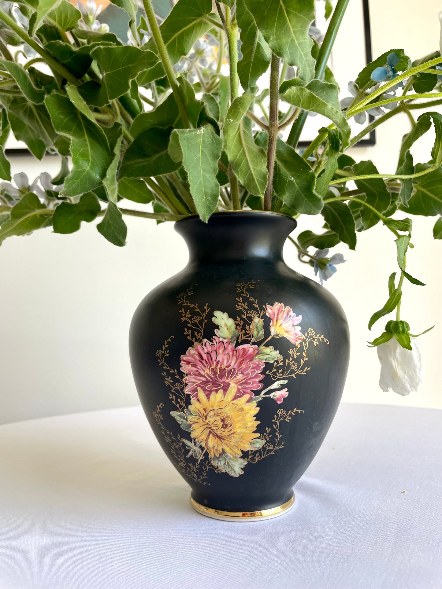 Vintage Waldershof Black Vase, Bavaria