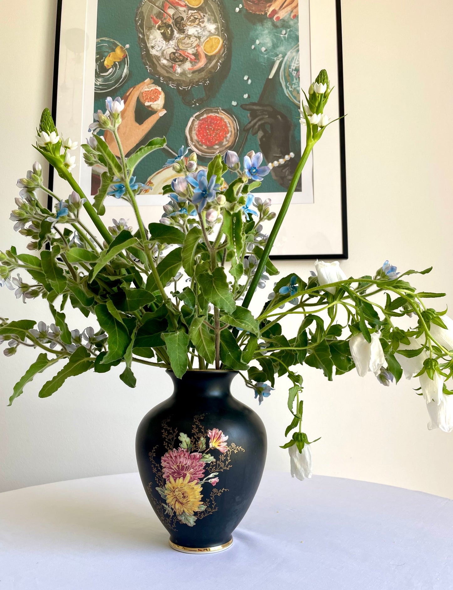 Vintage Waldershof Black Vase, Bavaria