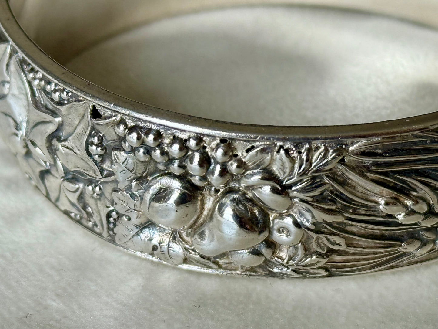 Vintage Silver Repoussé Bangle Bracelet