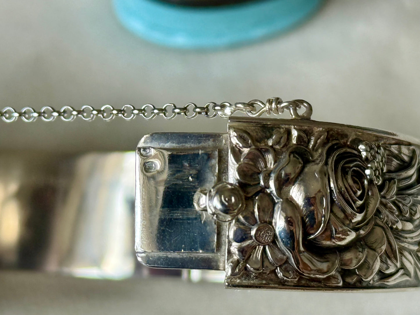 Vintage Silver Repoussé Bangle Bracelet