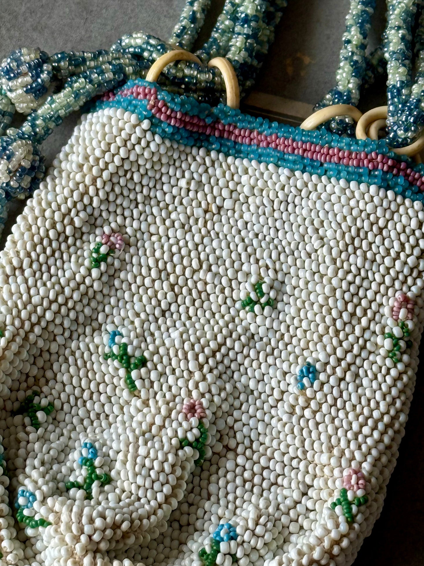 Antique Hand-Sewn Glass Beaded Purse