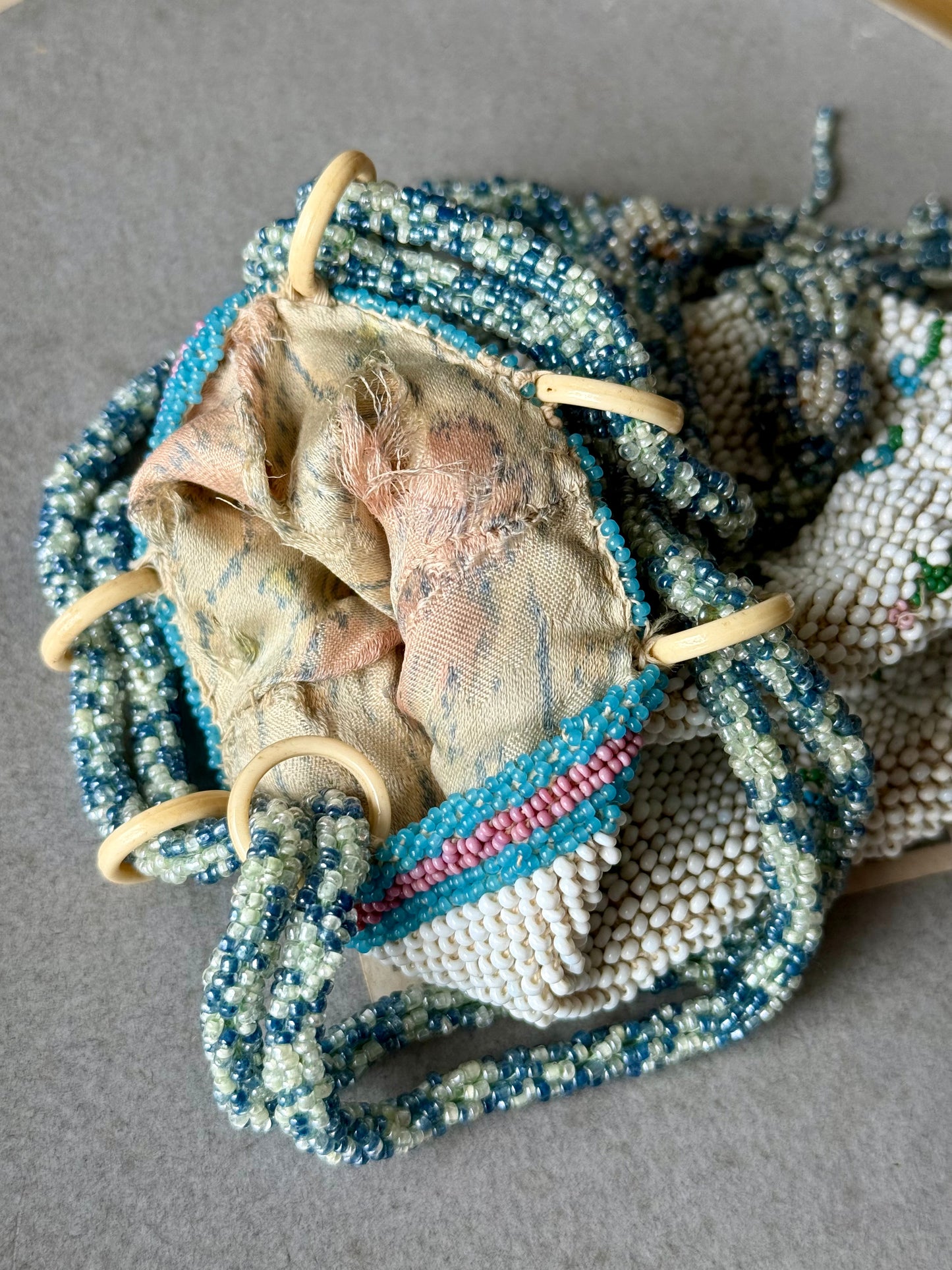 Antique Hand-Sewn Glass Beaded Purse