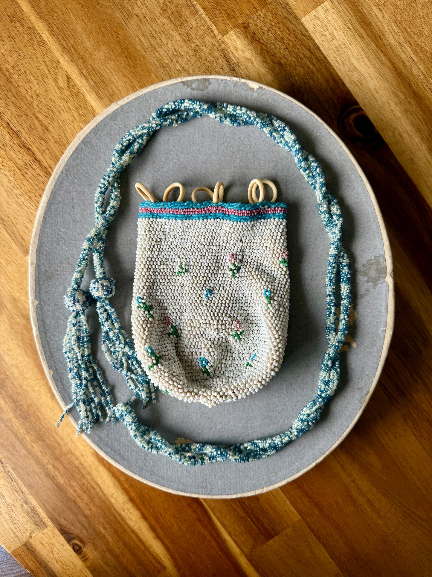 Antique Hand-Sewn Glass Beaded Purse