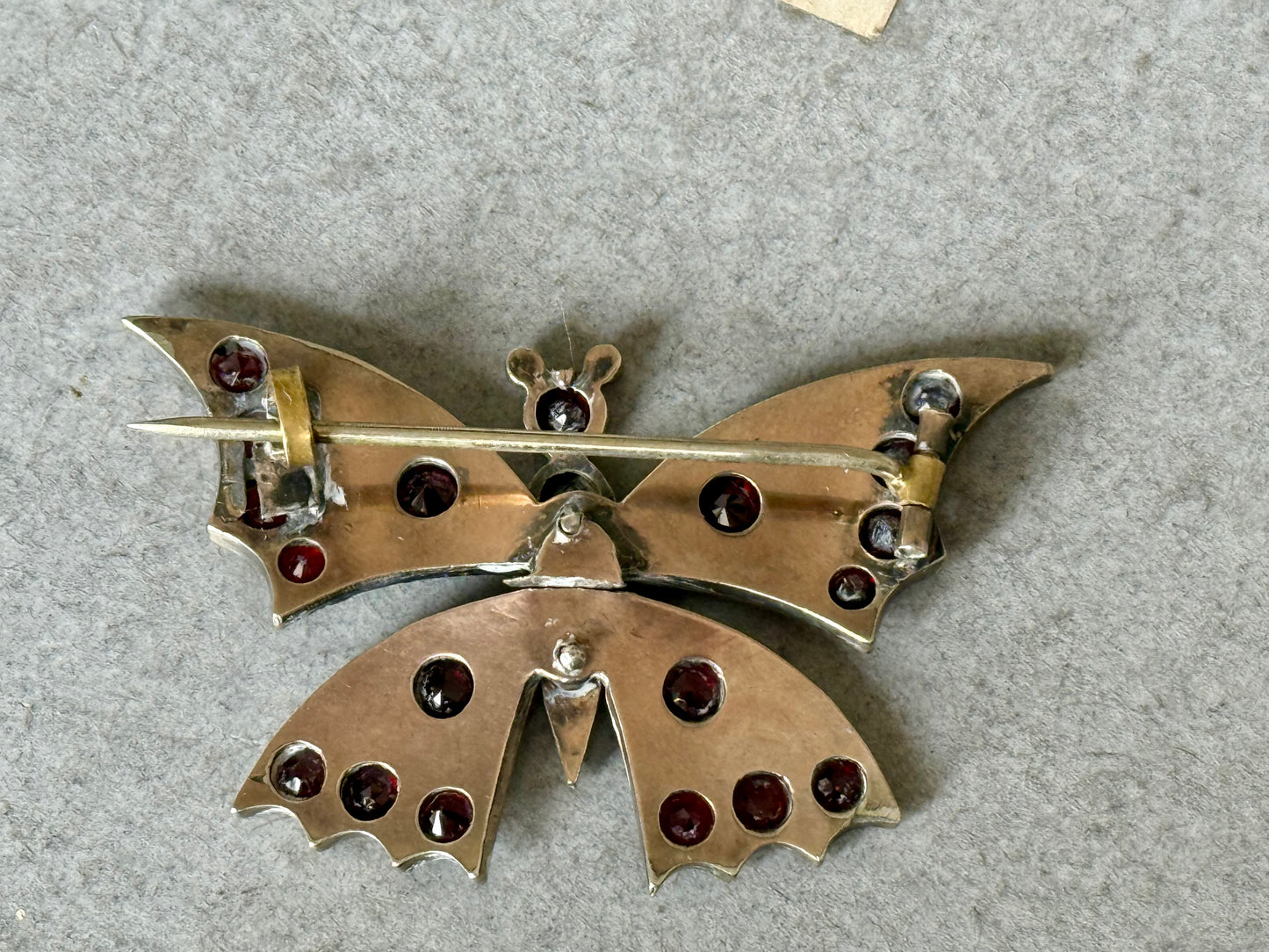 Antique Bohemian cut Butterfly Garnet Brooch