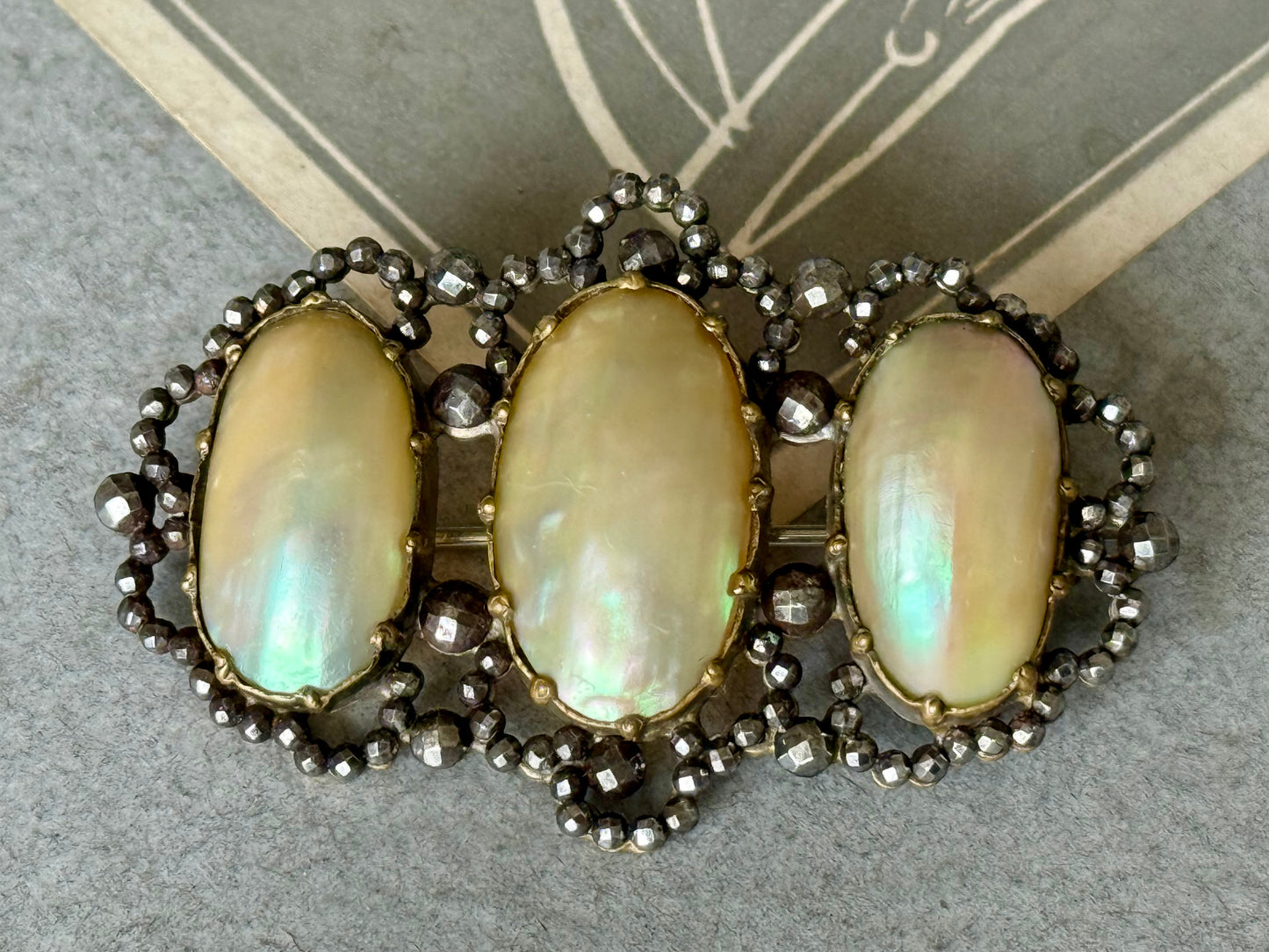 Antique Coque de Perle & Cut Steel Brooch