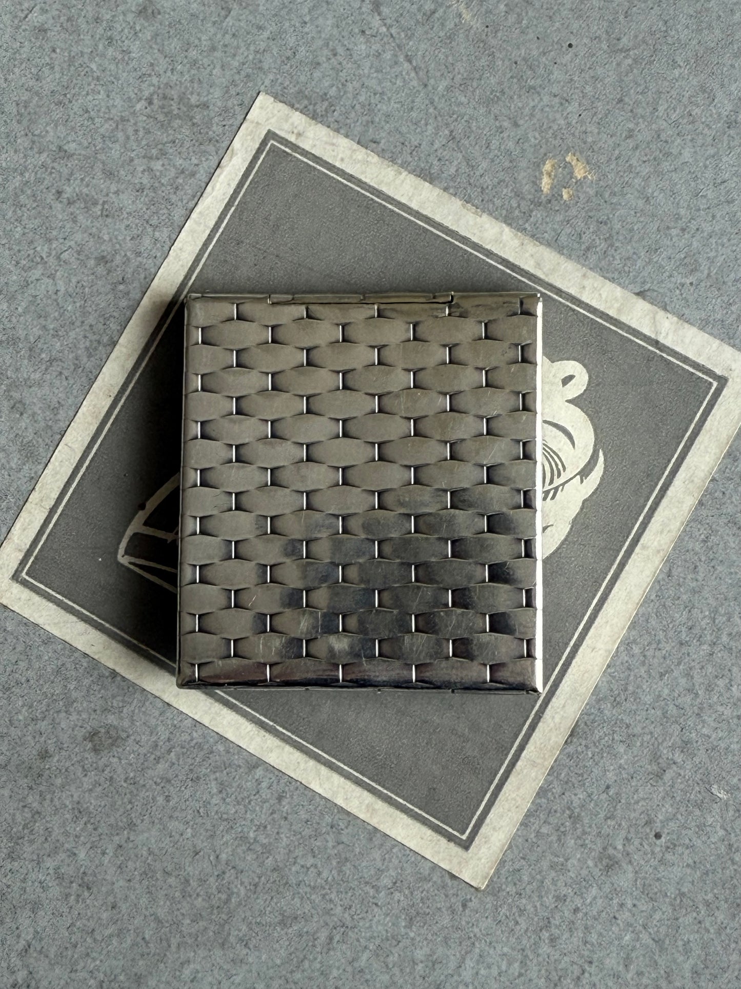 Vintage Silver plated Woven Match Holder