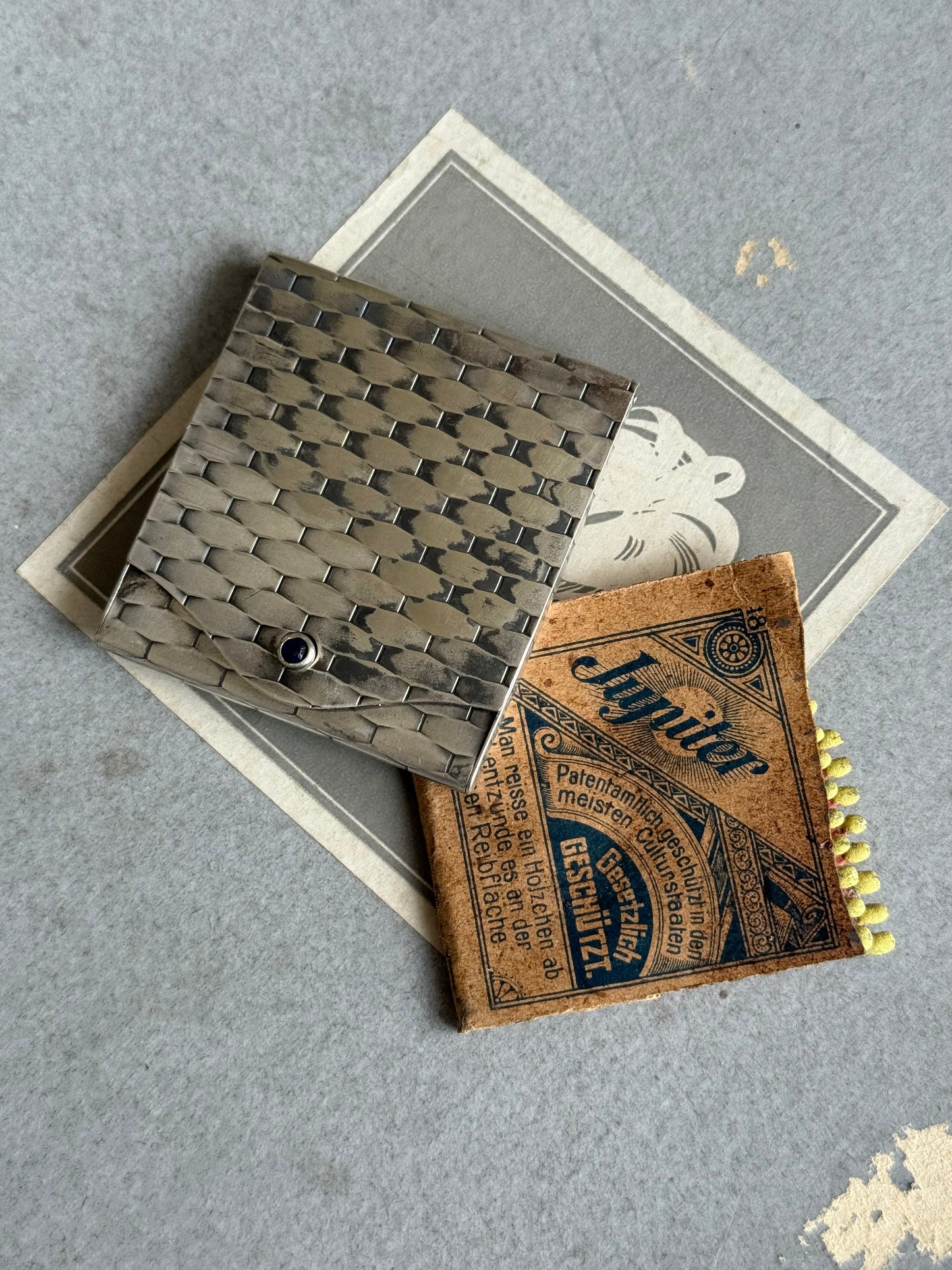 Vintage Silver plated Woven Match Holder