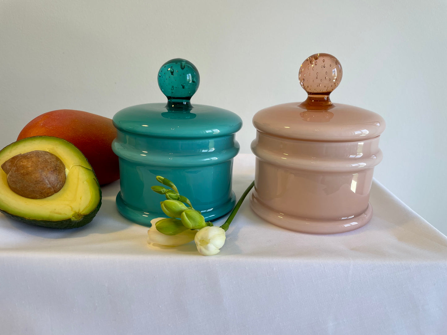 Vintage Opal Glass Vanity Jars