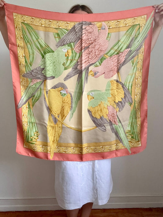 Vintage Salvatore Ferragamo “Le Perroquets” Silk Scarf