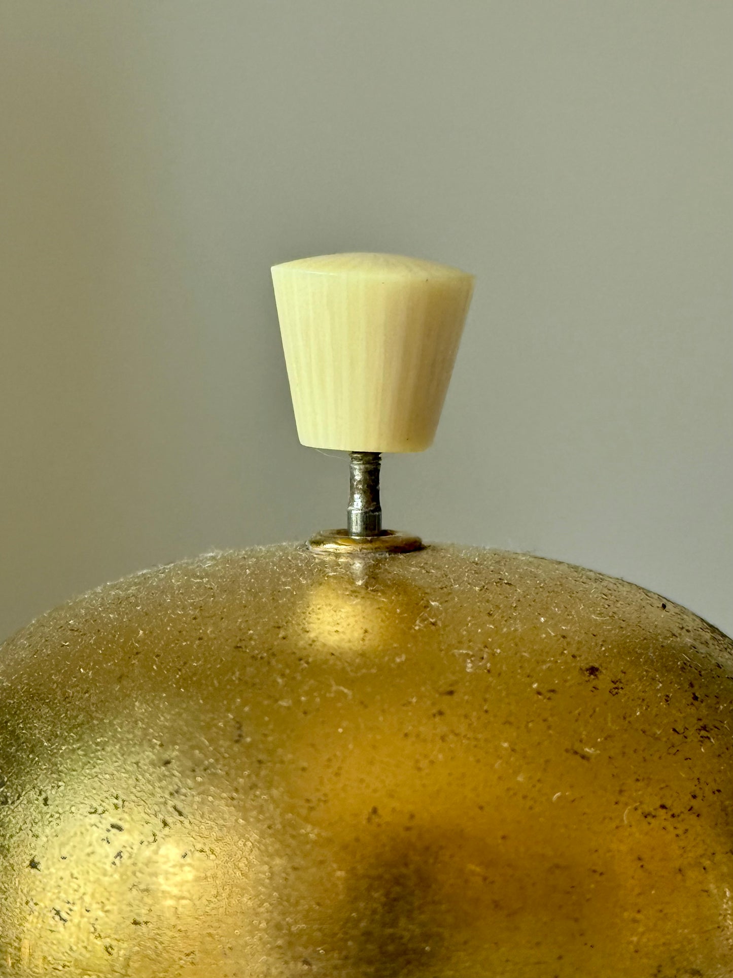 Antique Gilded Desk Bell with Rose Quartz Base
