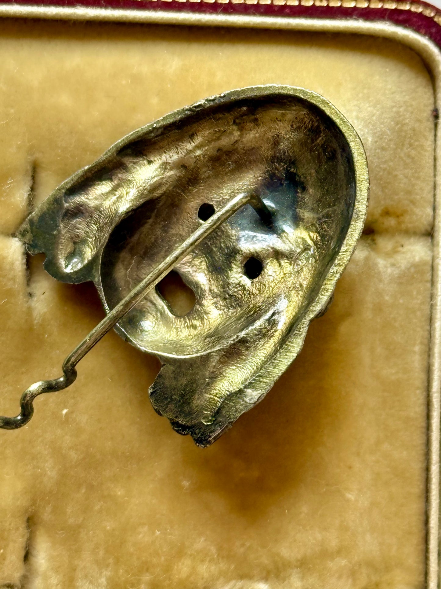 Vintage Italian Tragic Theatre Mask Silver Stick Pin