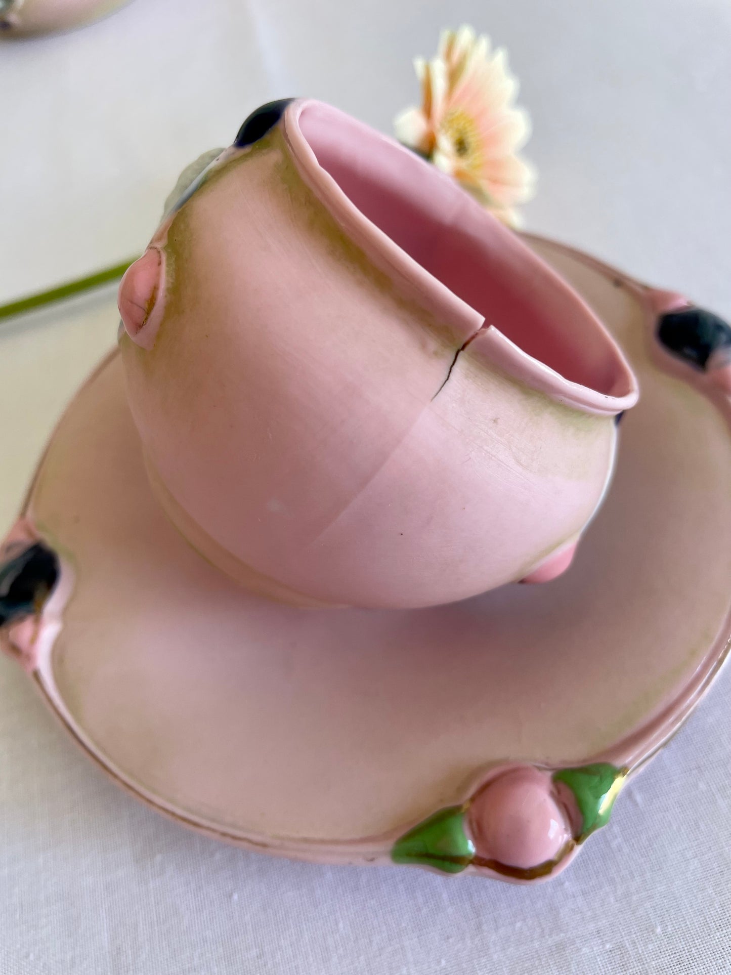 Antique Schafer and Vater pink Bisque Jasper Ware Tea Set