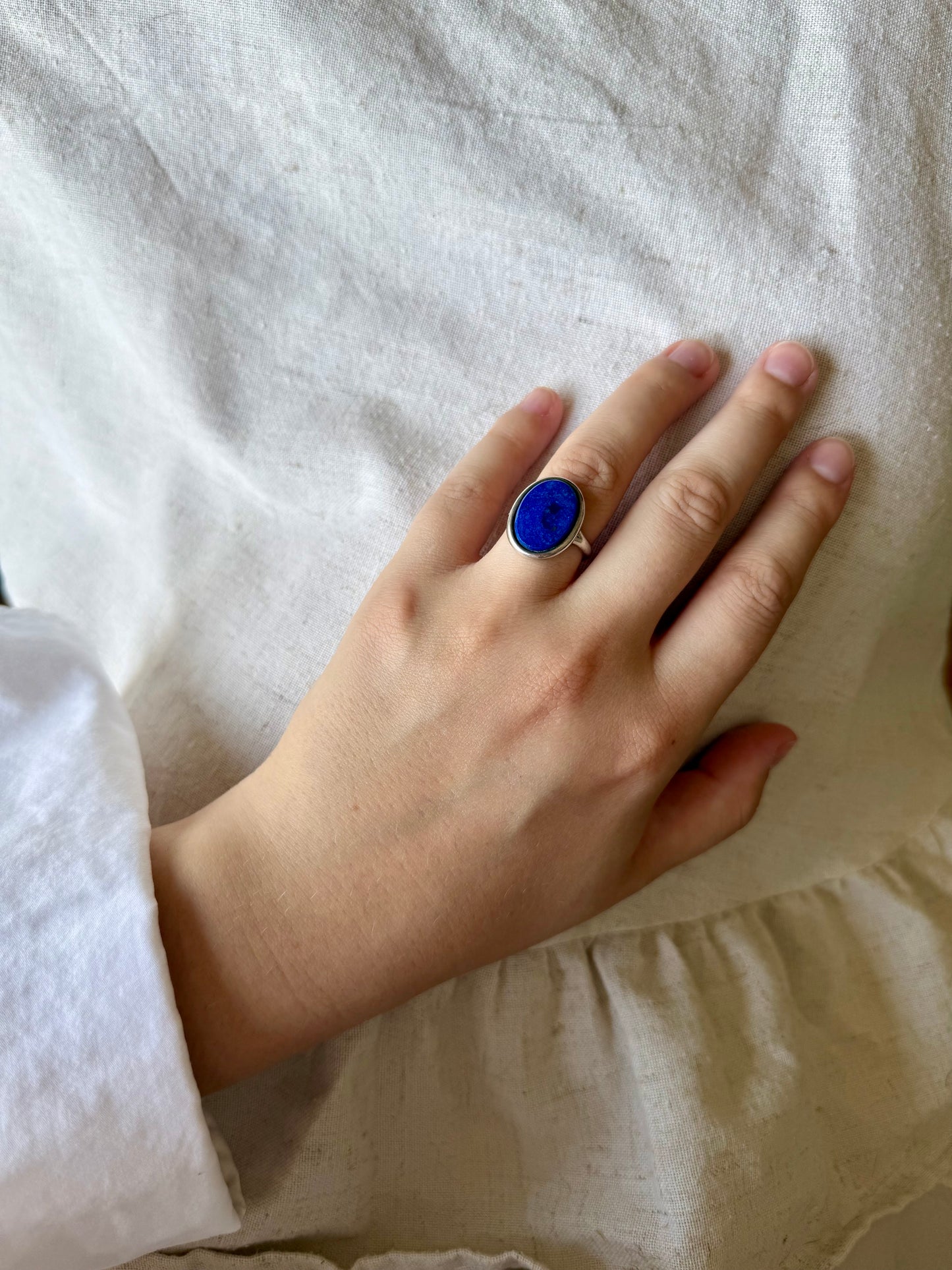 Vintage Lapis Lazuli Sterling Silver Signet Ring