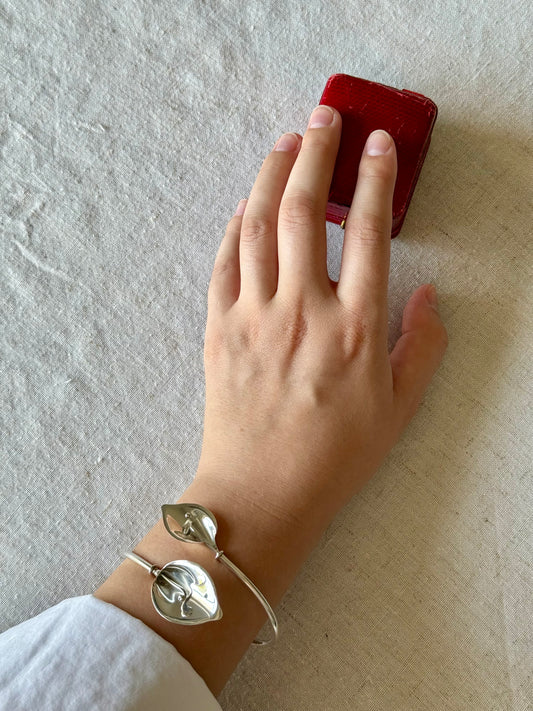 Vintage Silver Dominique Dinouart, Mexico Lillies Cuff Bracelet