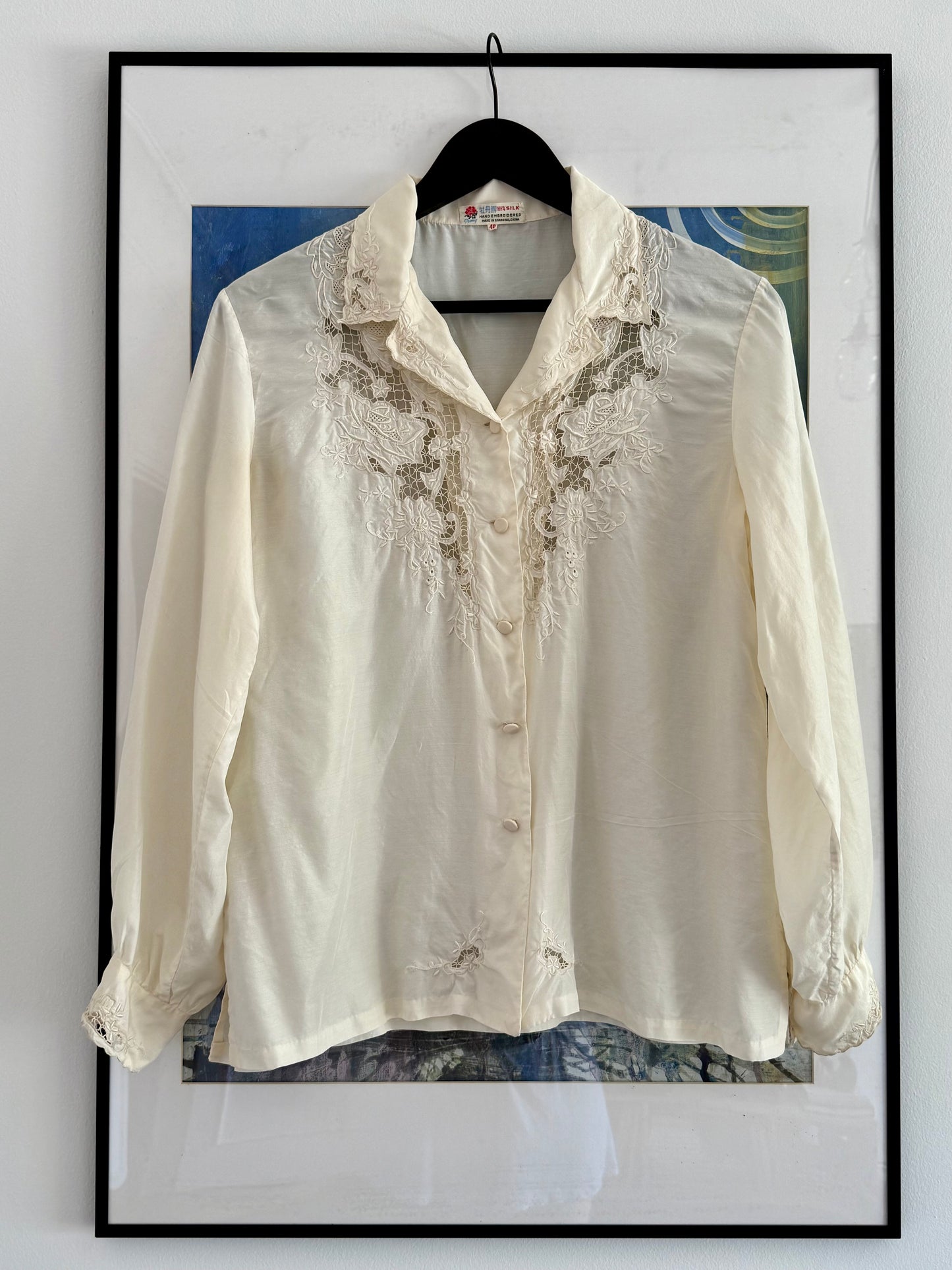 Vintage Hand Embroidered Silk Blouse