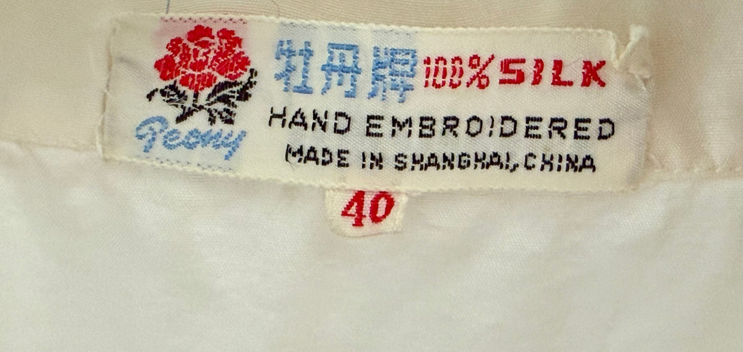 Vintage Hand Embroidered Silk Blouse
