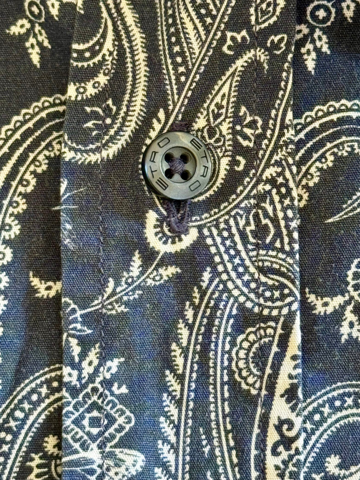 Vintage Etro Navy Blue Paisley Shirt