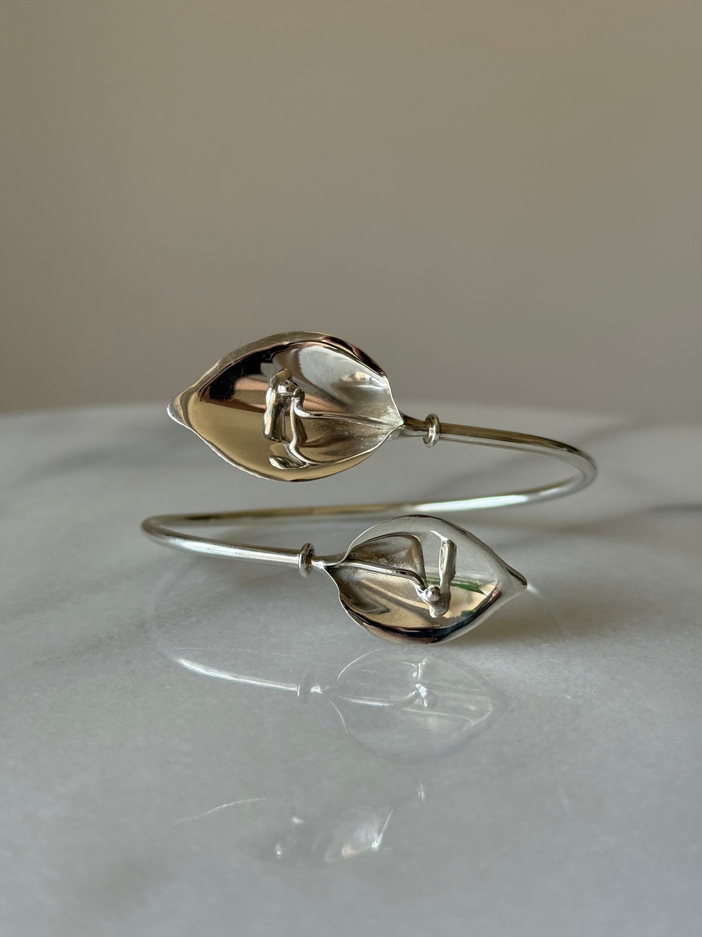Vintage Silver Dominique Dinouart, Mexico Lillies Cuff Bracelet