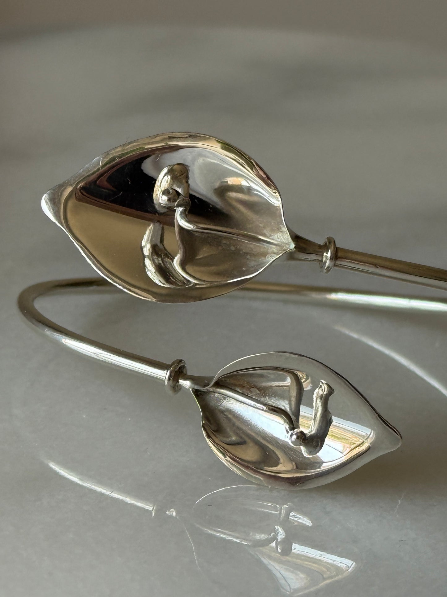 Vintage Silver Dominique Dinouart, Mexico Lillies Cuff Bracelet