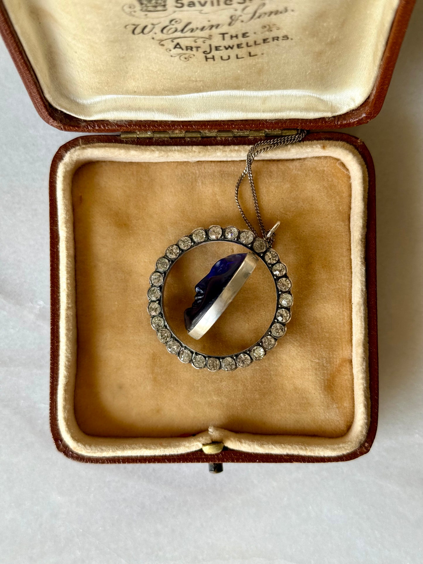Antique Man in the Moon Silver Pendant