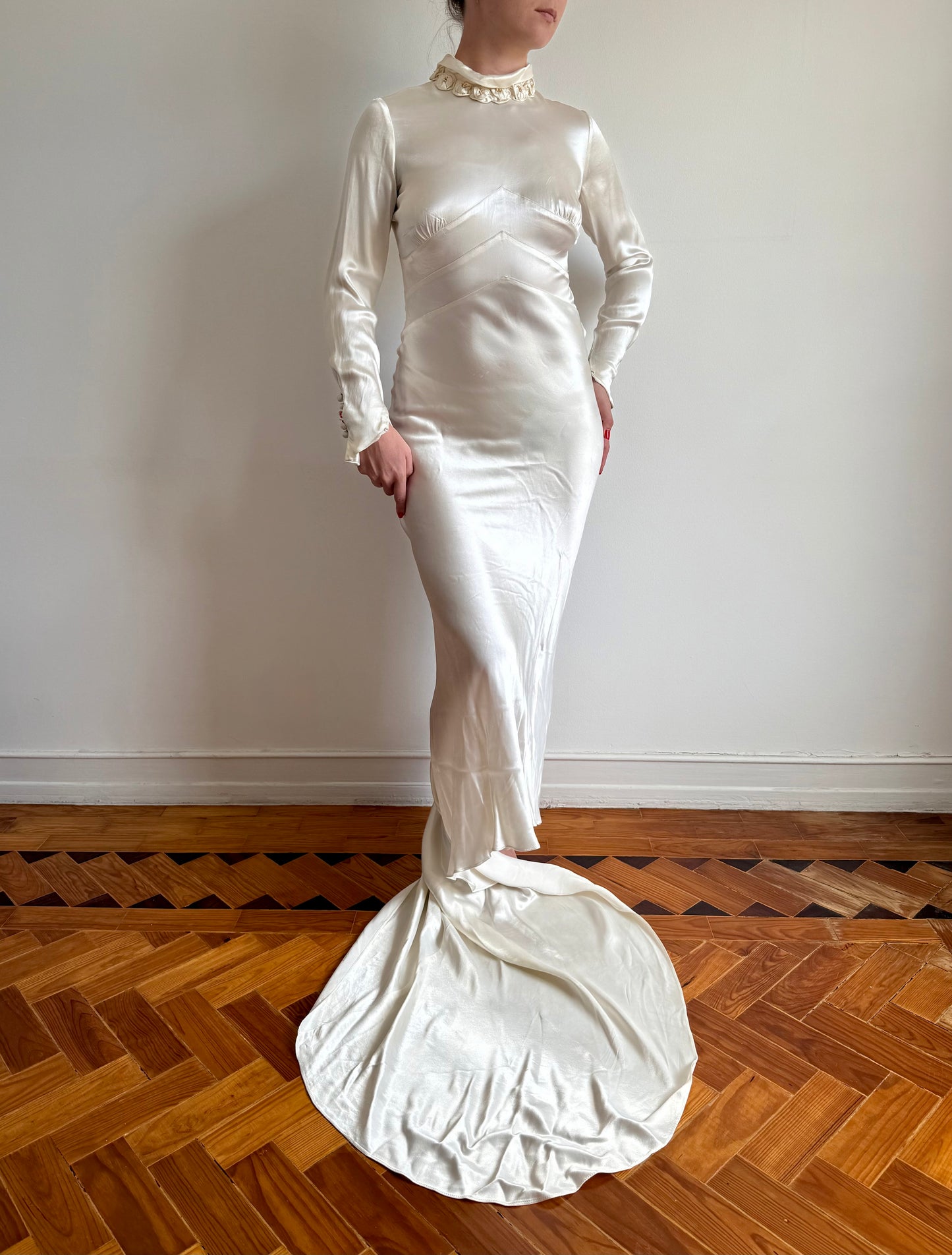 1930's Silk Satin Wedding Gown