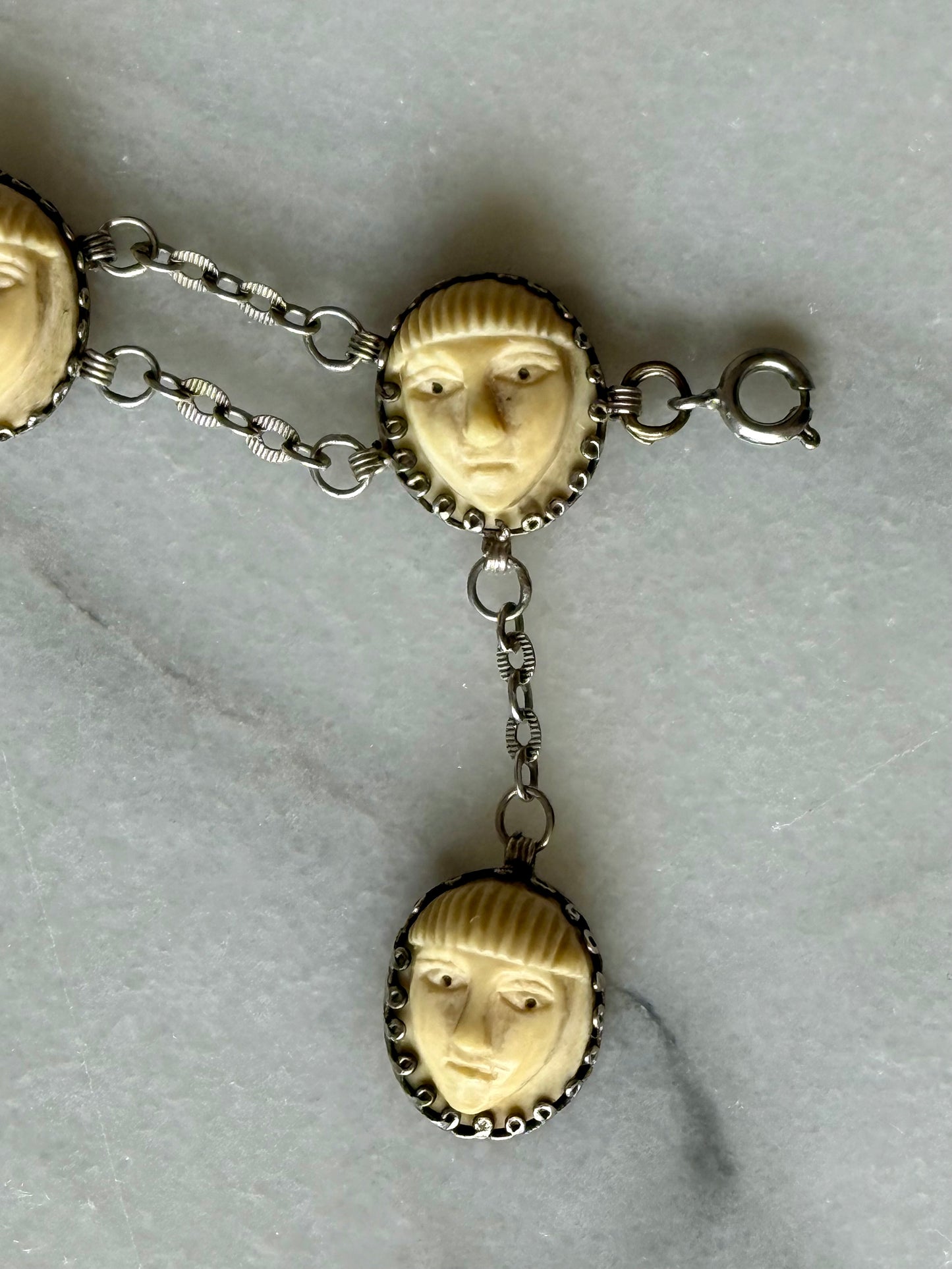 Antique Egyptian Revival Pharaoh Faces Bracelet
