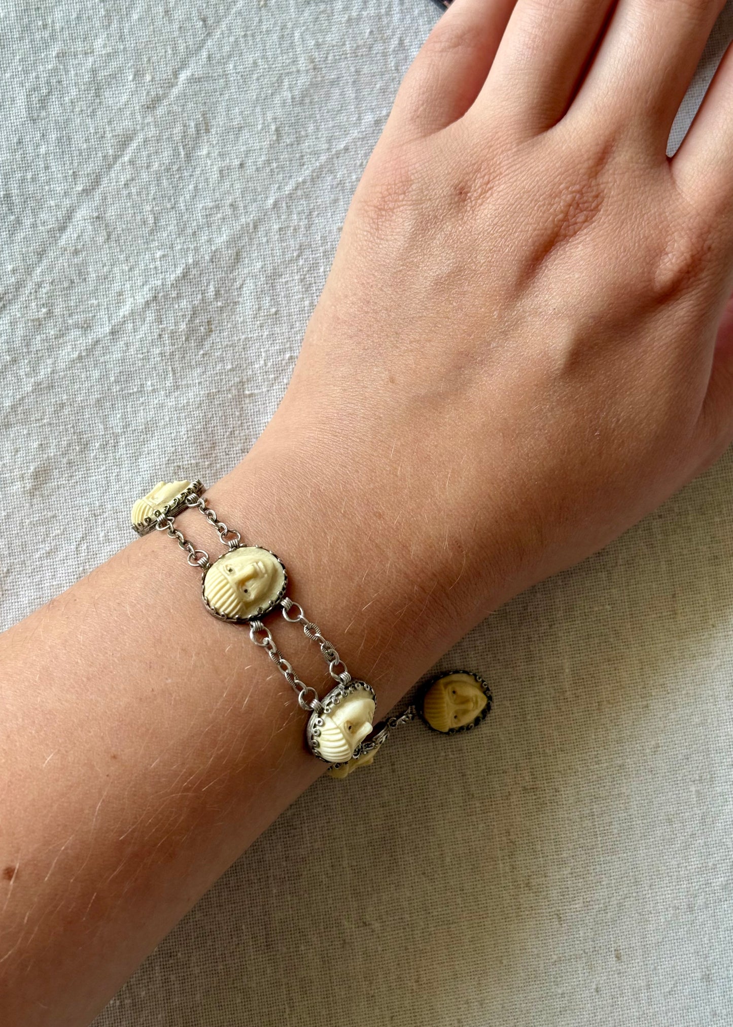 Antique Egyptian Revival Pharaoh Faces Bracelet