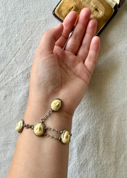 Antique Egyptian Revival Pharaoh Faces Bracelet