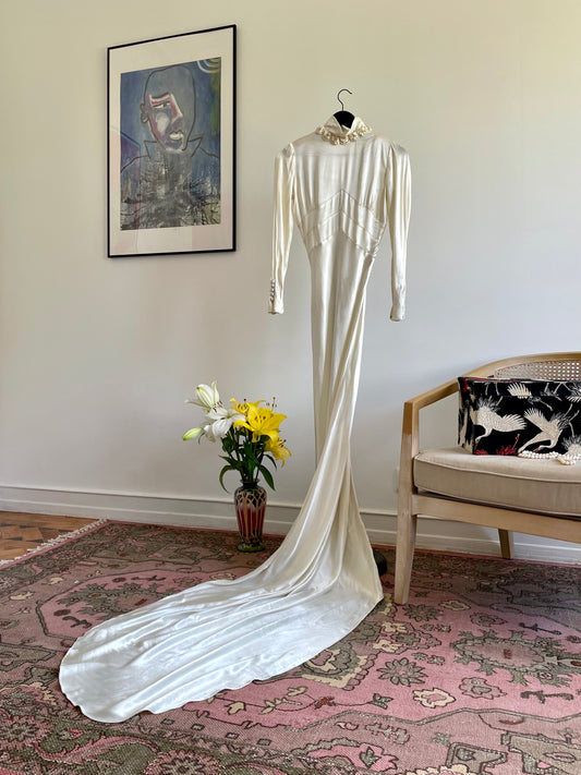 1930's Silk Satin Wedding Gown