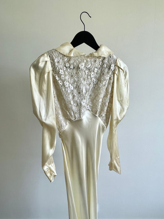 Vintage 1930s Liquid Satin Wedding Gown