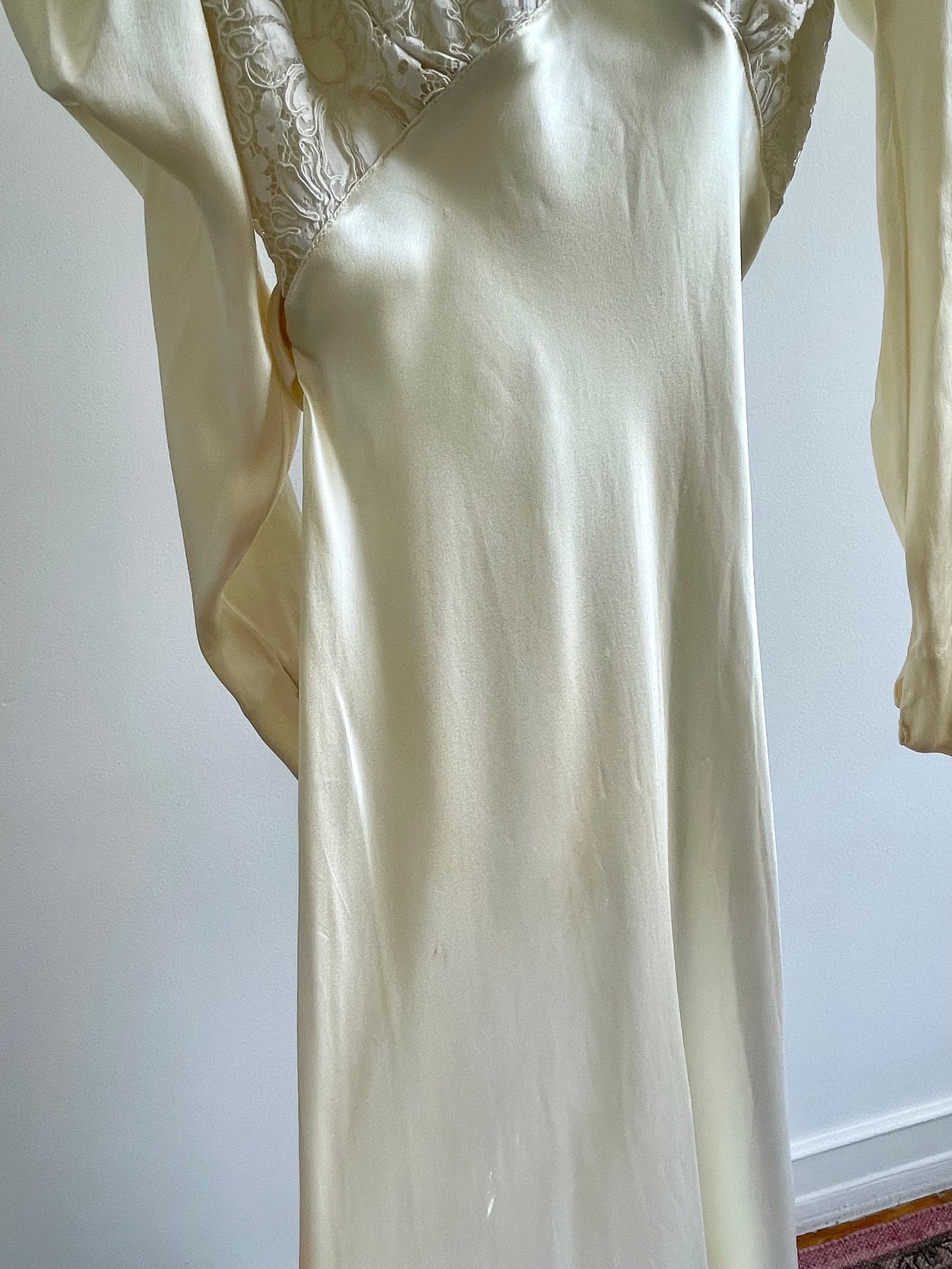 Vintage 1930s Liquid Satin Wedding Gown