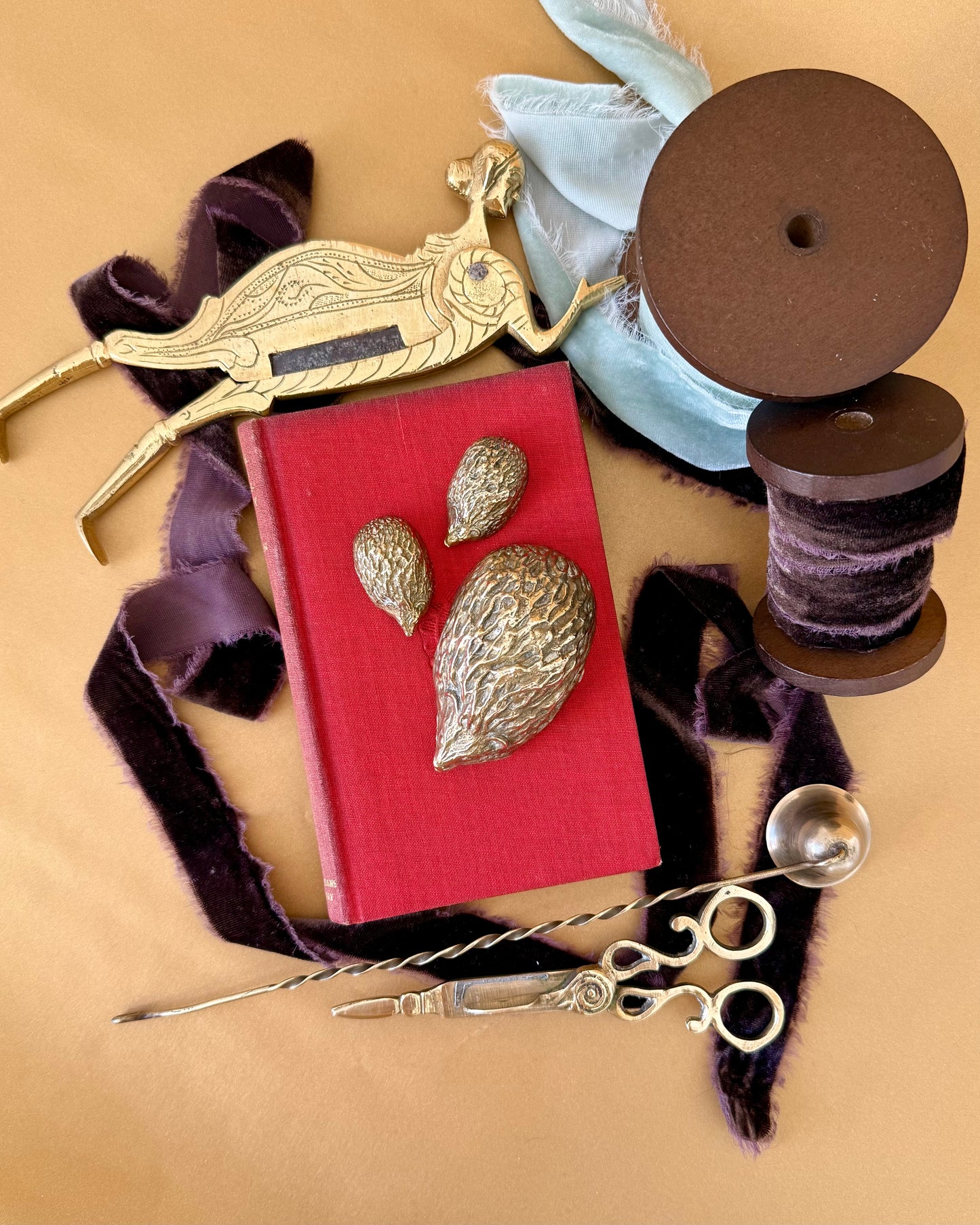 Vintage Brass Hedgehogs Paperweights Set