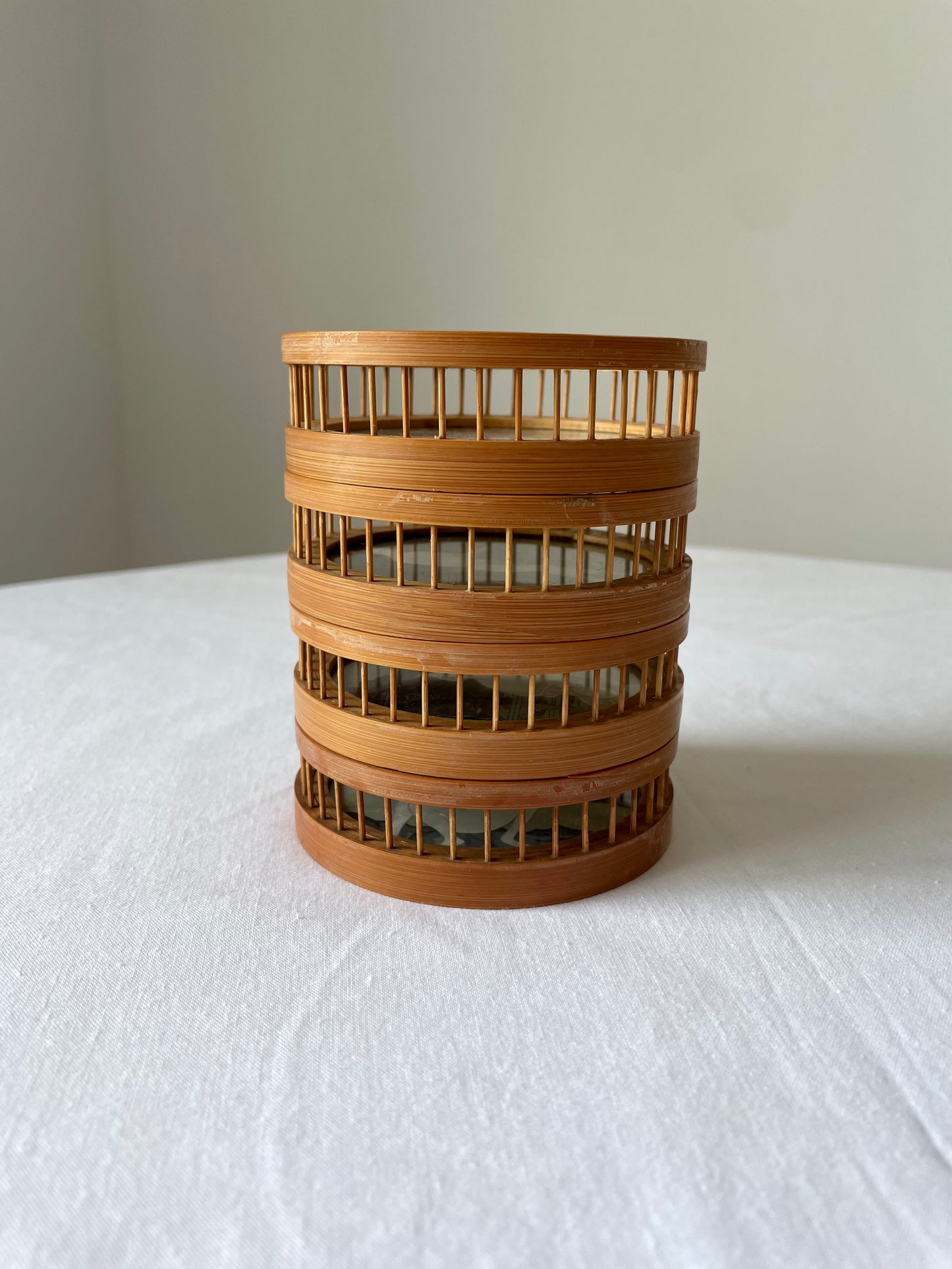 Vintage Set of Bamboo Japanese Coasters