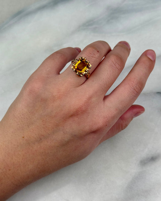 Vintage Citrine & Turquoise 19.2k Gold Cocktail Ring