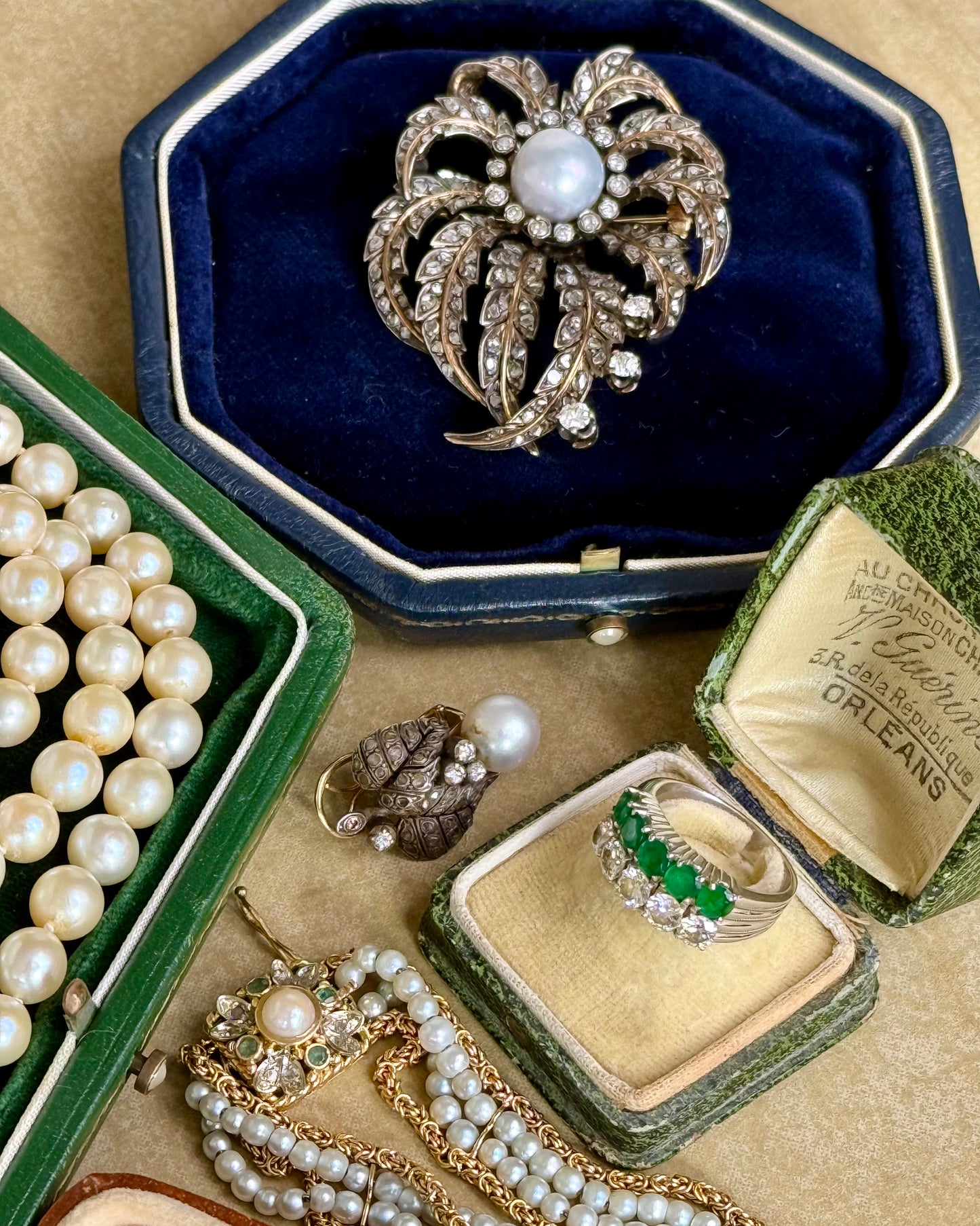 Antique Victorian Diamonds and Pearl Foliate Earring