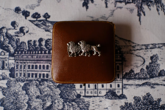 Antique Victorian French Poodles Silver Brooch