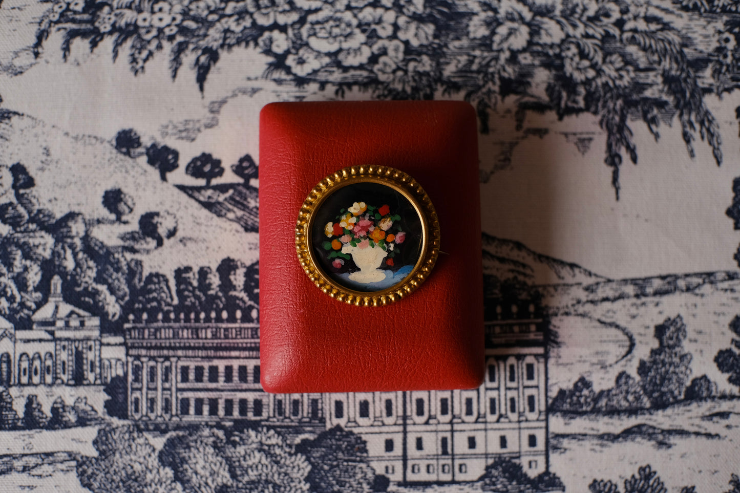 Antique Hand Painted Flower Brooch